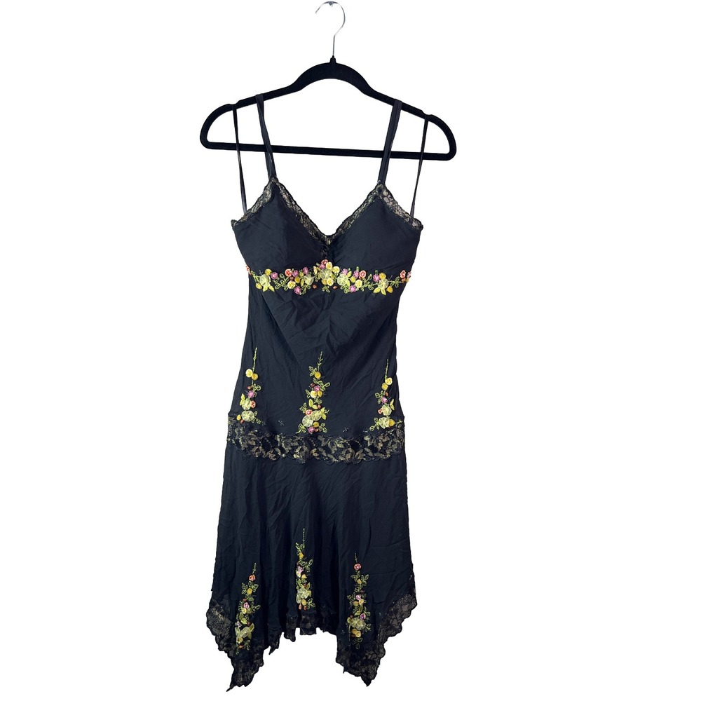 Y2K Sue Wong Silk Lace Embroidered Dress Women's 6 Whimsigoth